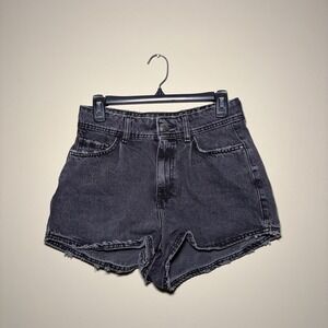 River Island Black Washed Denim Cutoff High Waisted Shorts Size 8